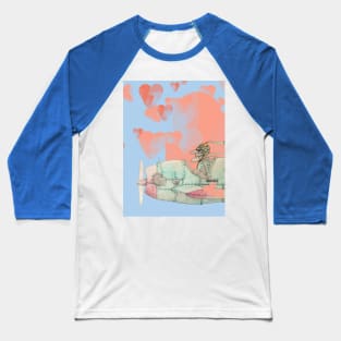 Old pilot with old airplane in the sky with hearts Baseball T-Shirt